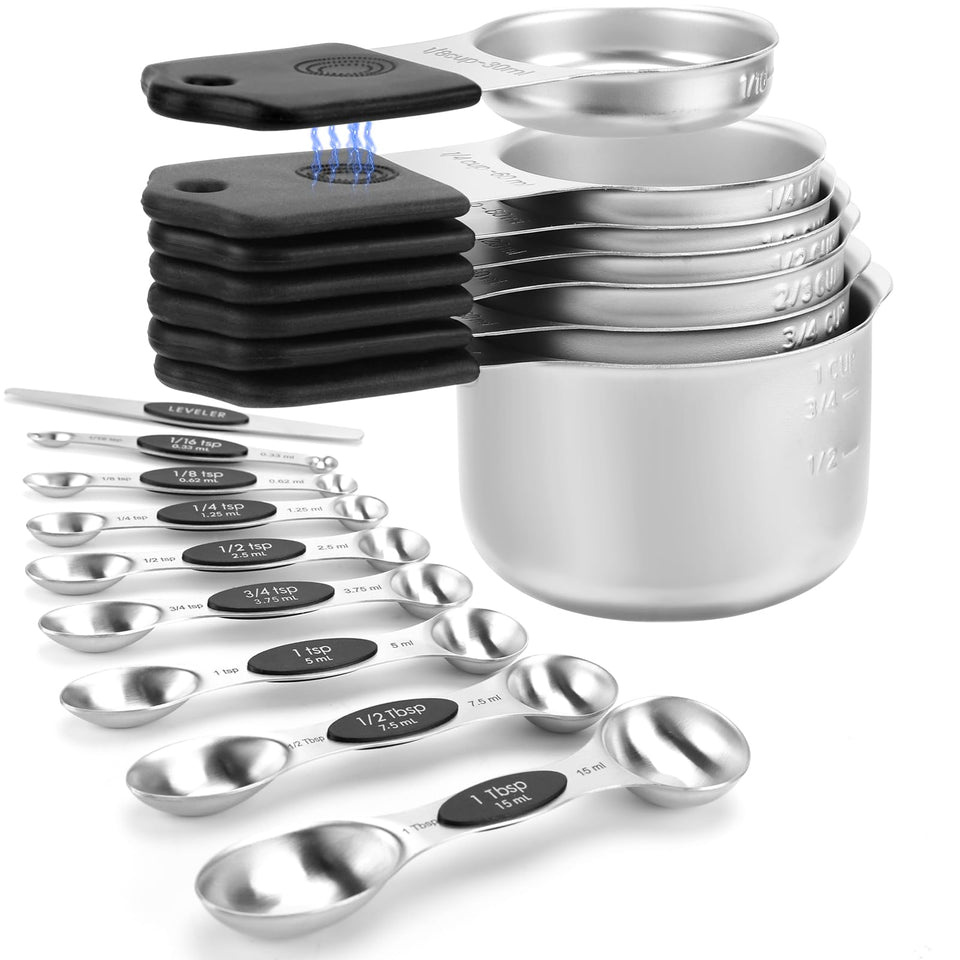 HOUJIP magnetic measuring cups set stacked for quick dry and liquid measuring