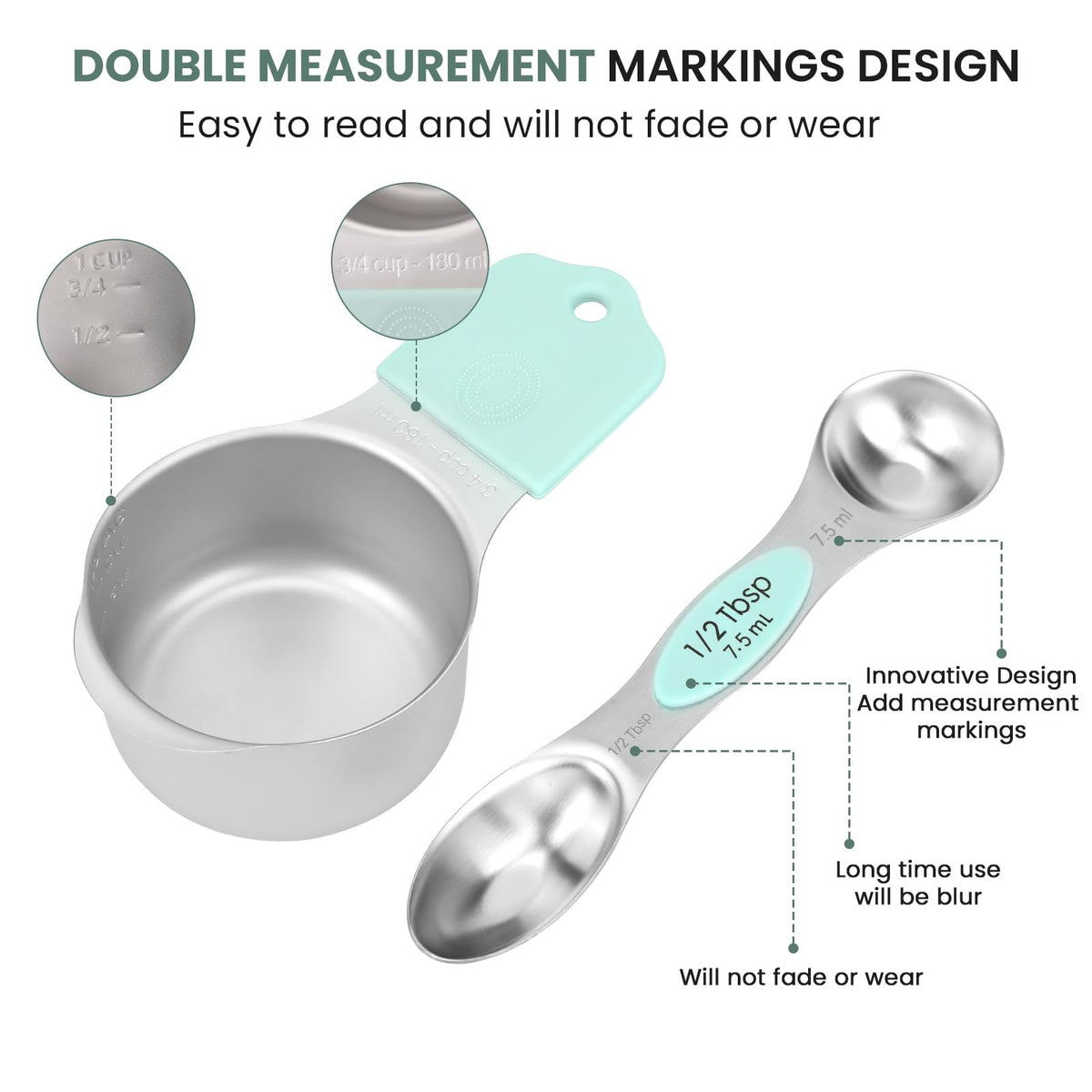 HOUJIP matte stainless steel cups with non-slip silicone handles