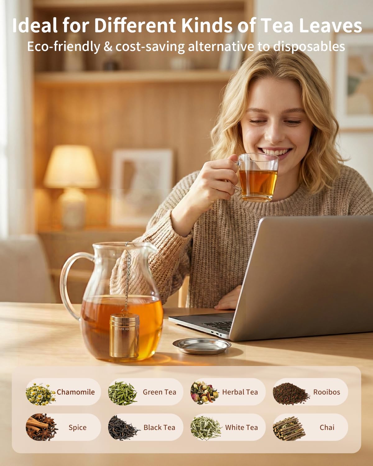 House Again extra-fine mesh filter traps small particles for clean, flavorful cups.