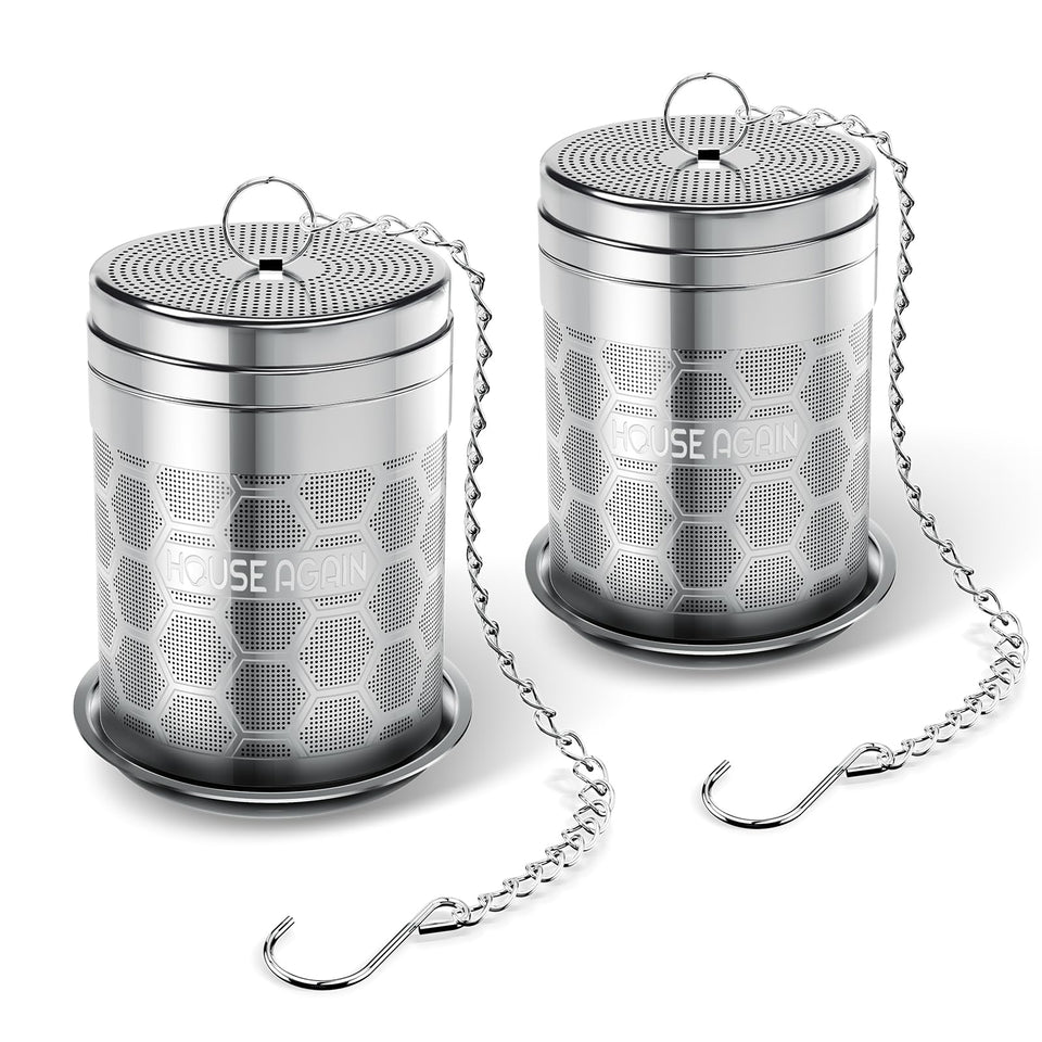 House Again large tea infuser mesh close-up with fine holes for clean, dregs-free brews.