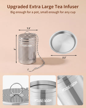 House Again wide-mug tea diffuser fits most cups and teapots.