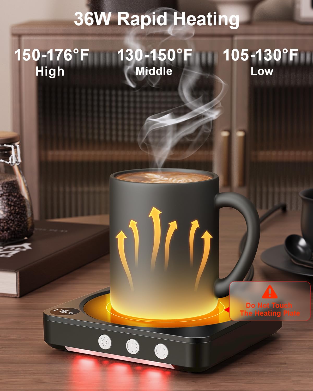 House Gem Mug Warmer with auto shut-off timer prevents overheating and saves energy