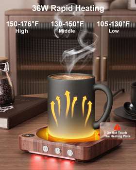 Five-point-two inch heating panel on House Gem Warmer heats most cups evenly.