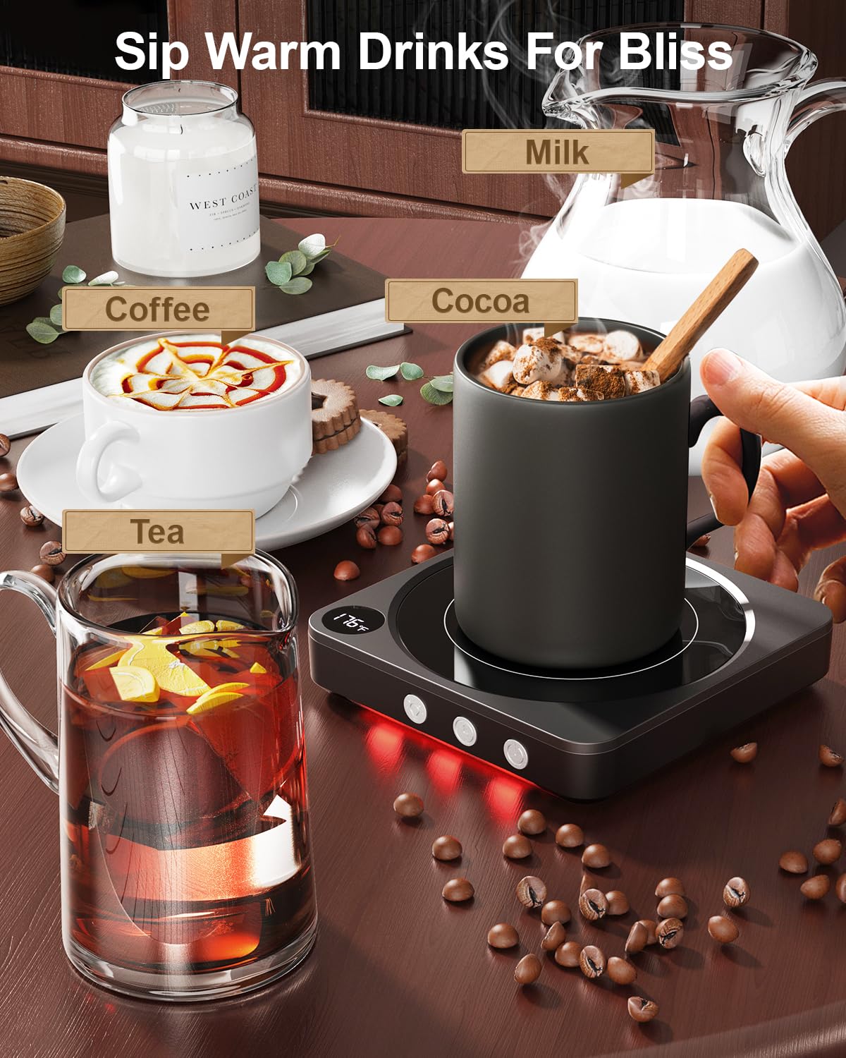 House Gem Mug Warmer waterproof heating plate stays clean after spills