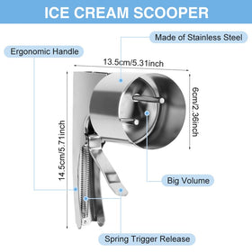 Houseen big-volume ice cream scoop delivers generous servings with ease.