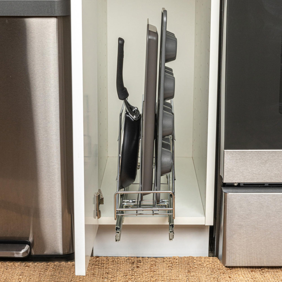 Household Essentials Glidez full-extension sliding base demonstrates smooth, effortless access to cookware