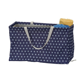 Folded bottom shows compact storage when tote is not in use.