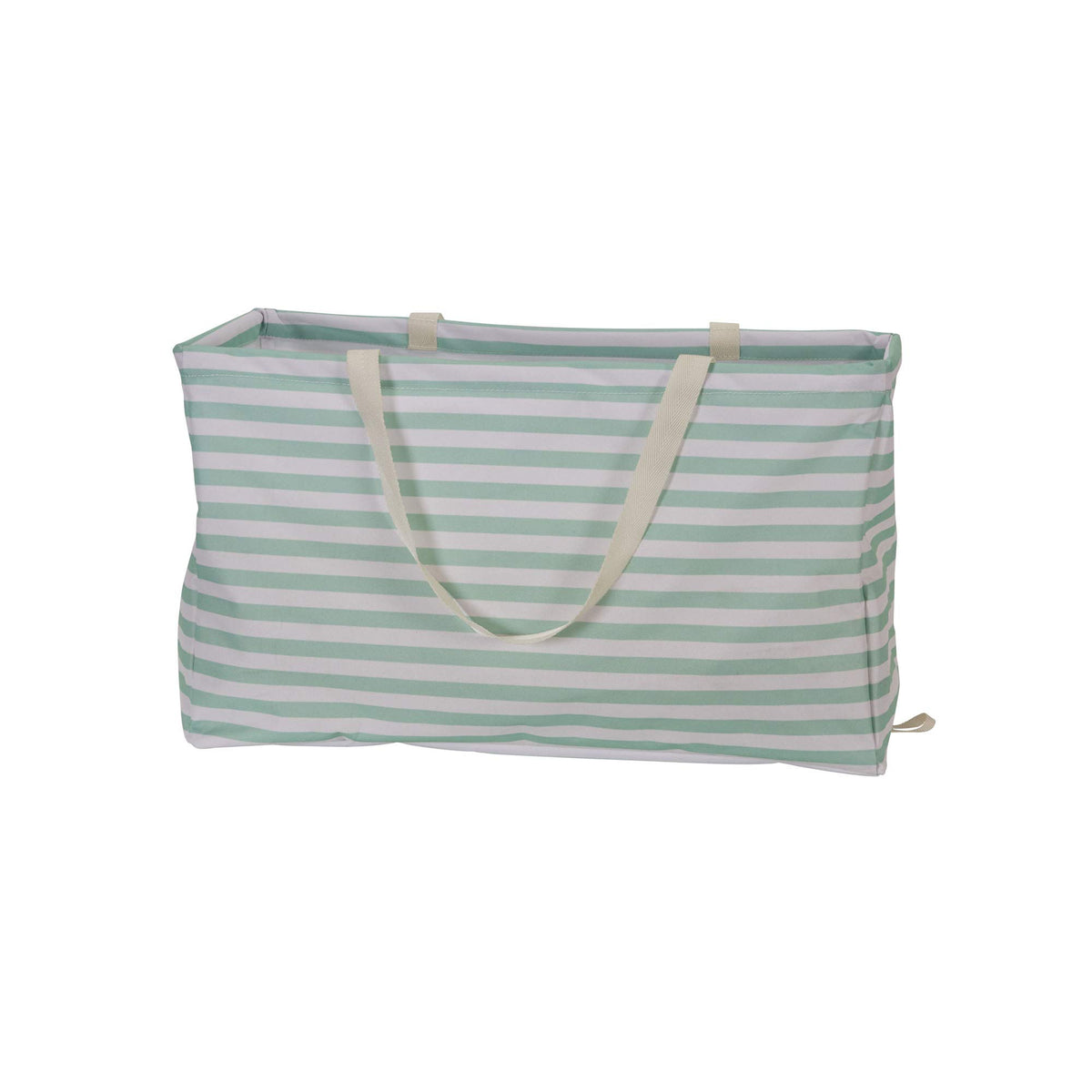 Household Essentials Teal Striped Krush tote front view for versatile storage.
