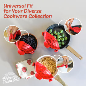 Houseify Perfect Pasta Pal heat-resistant silicone endures boiling water safely.