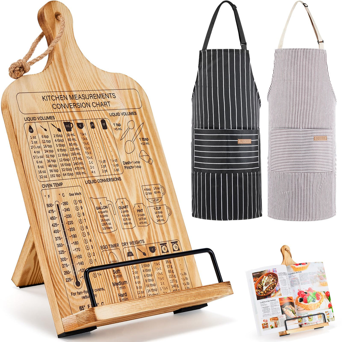 HouseJoy wooden cookbook stand with natural grain for durable kitchen use