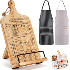 HouseJoy wooden cookbook stand with natural grain for durable kitchen use