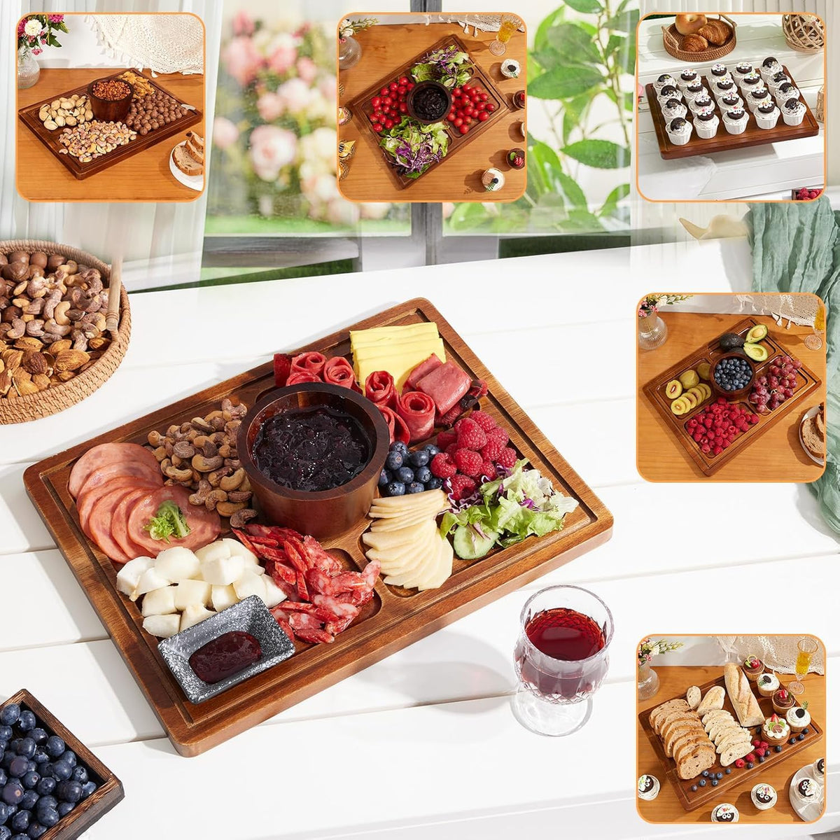 HouseJoy 2-in-1 design supports chips, dips, fruit, or desserts at home.