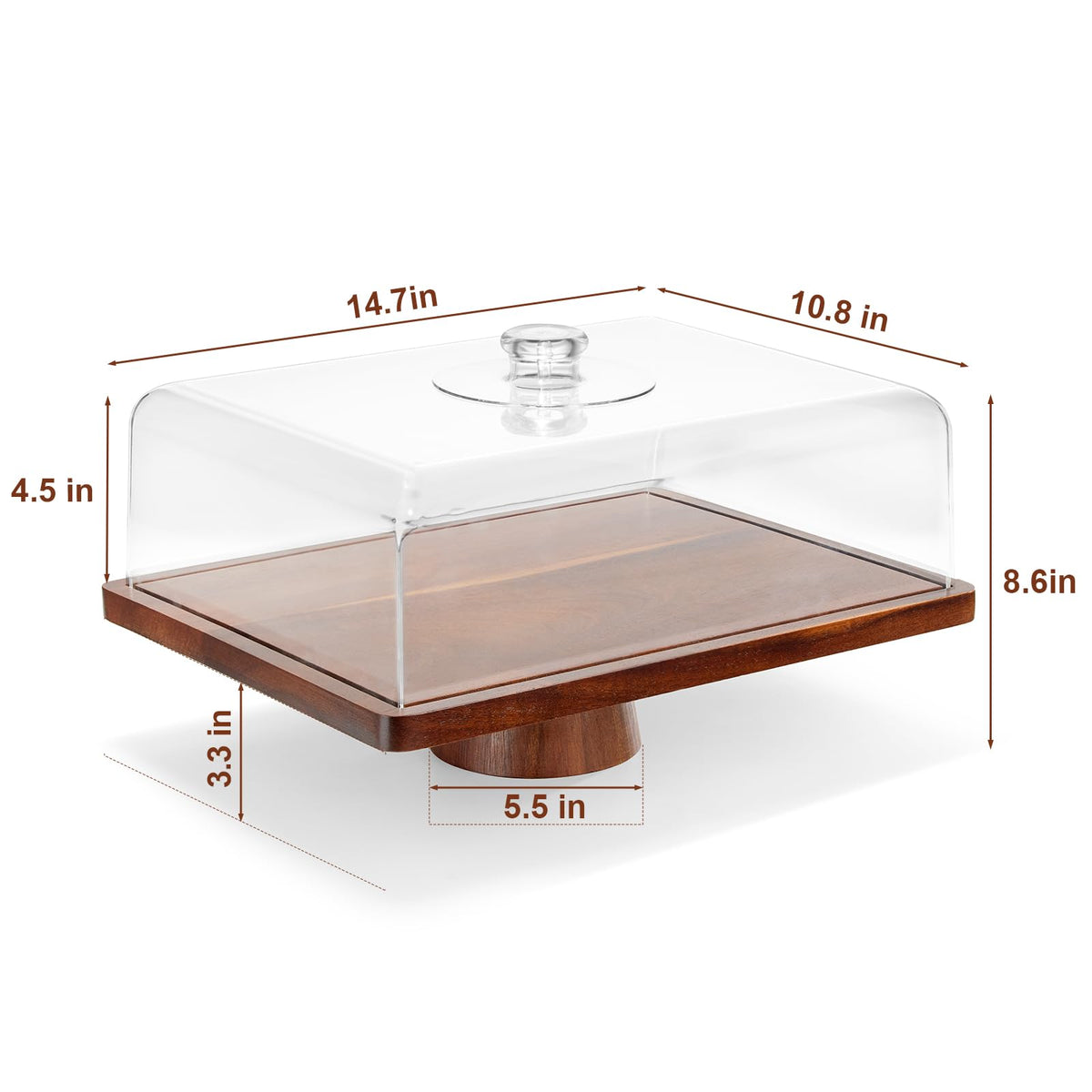 Close-up of HouseJoy rectangle acrylic lid covering pastries while staying transparent.