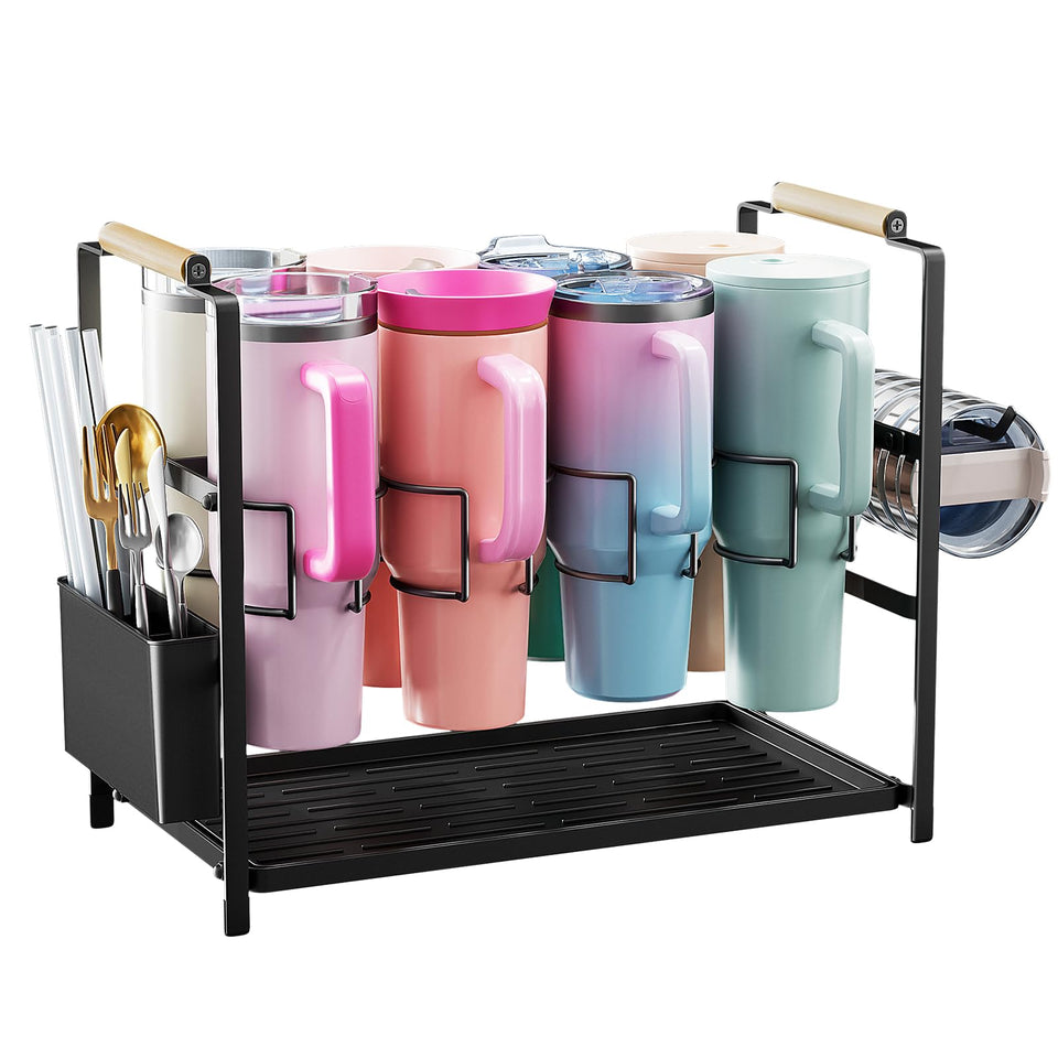 Housolution 40oz tumbler organizer front view showing eight-slot design for easy access