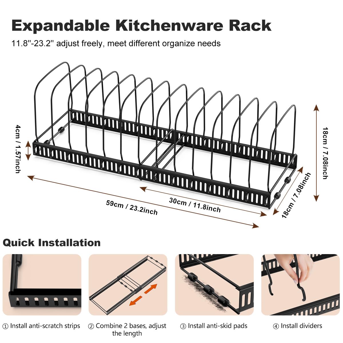 Housolution anti-scratch protection guards cookware on both sides during storage.