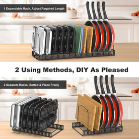 Housolution cookie sheet organizer keeps pans neatly arranged and accessible.