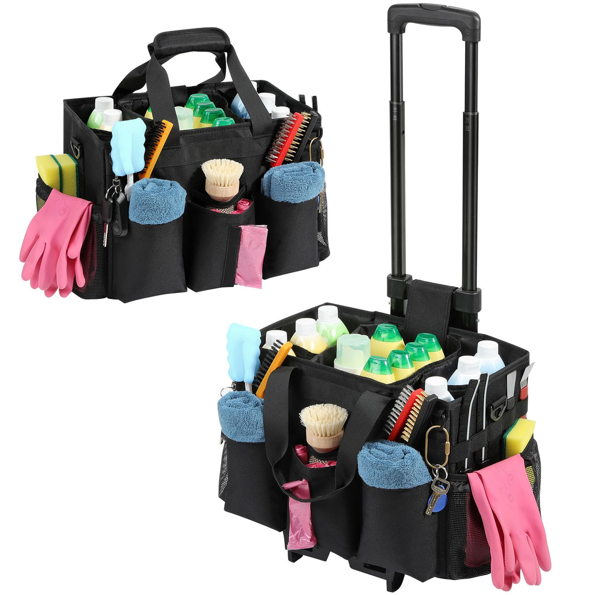 Housolution detachable trolley with adjustable height for flexible cleaning rounds.