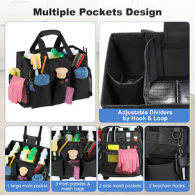 Housolution cleaning bag attached to cart demonstrates versatile use on the go.