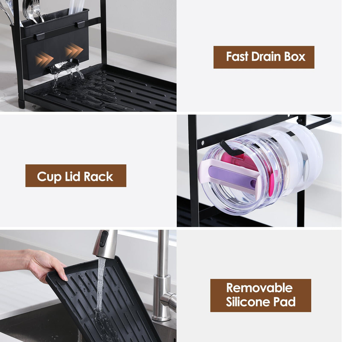 Housolution silicone drying mat catching drips to protect countertops