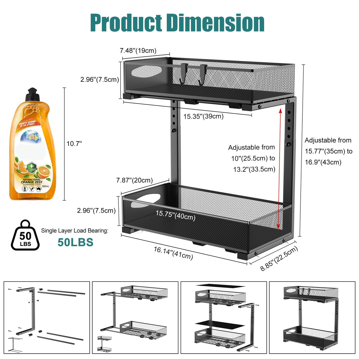 Housolution four suction cups secure the unit to surfaces.