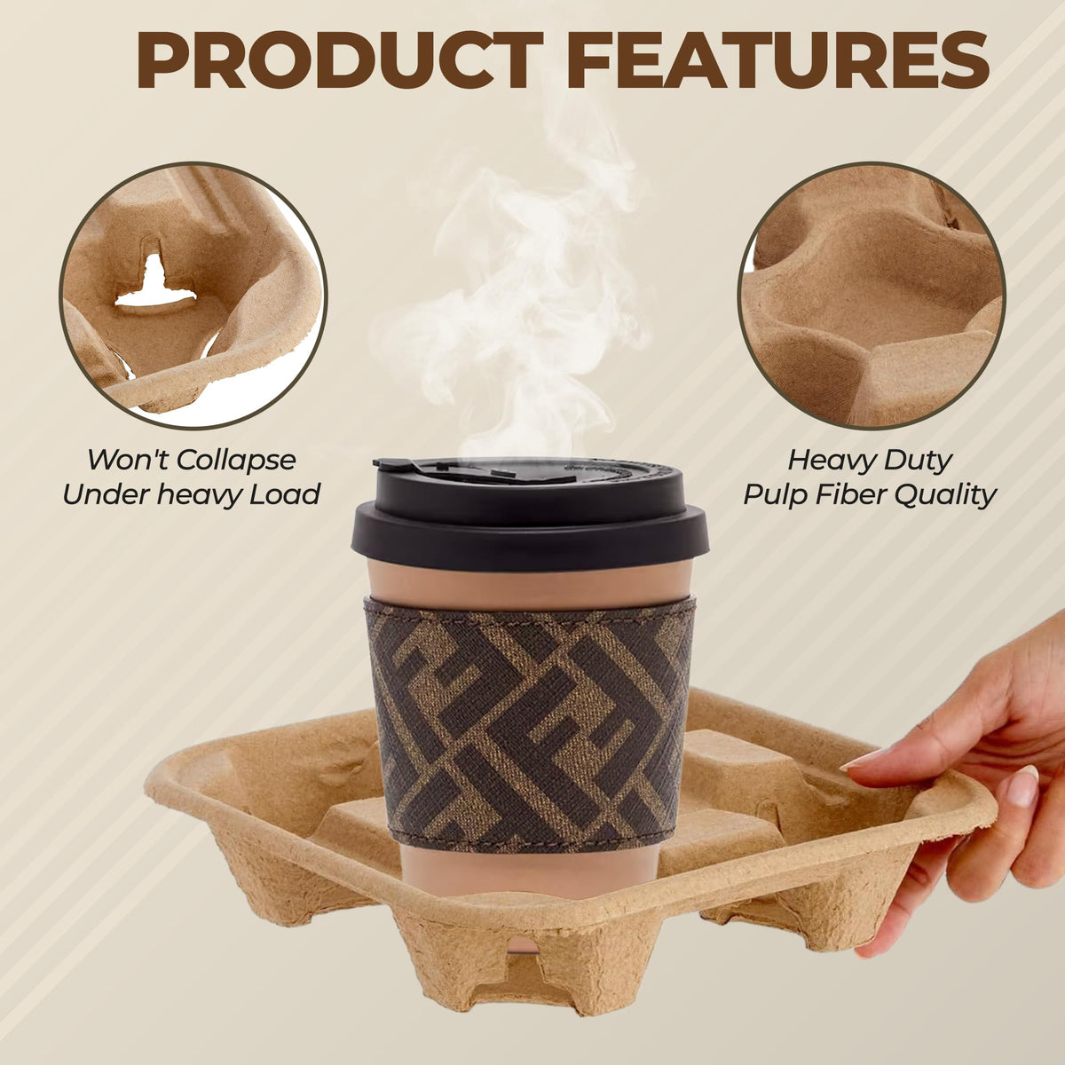 Houzzkingz cup holder with compartments for 8–32 oz cups