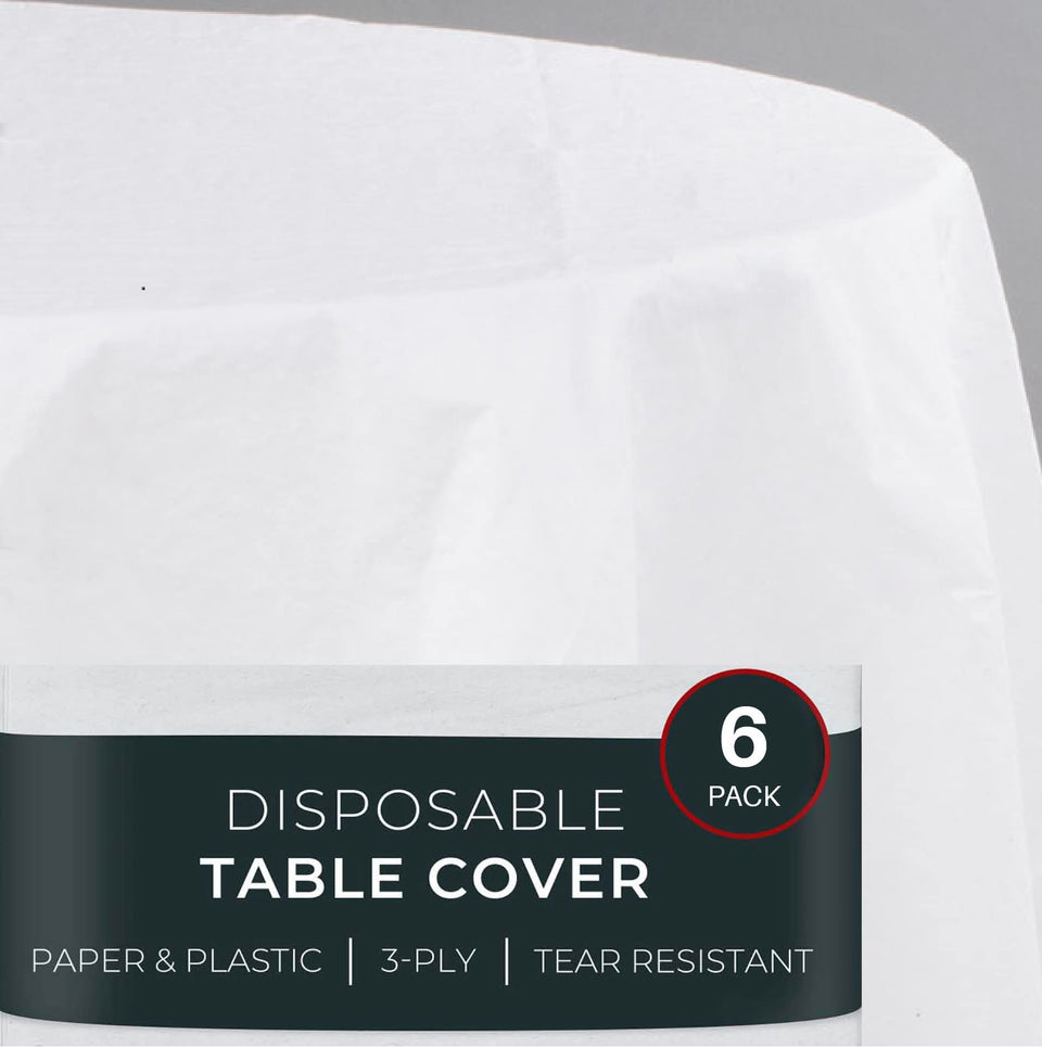 HOUZZKINGZ USA round 82-inch tablecloth; disposable for quick cleanup at events