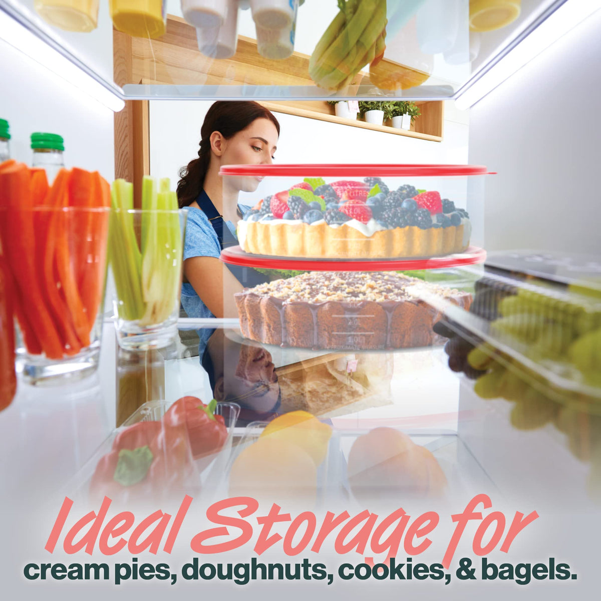 HOUZZKINGZ USA transport-ready container for pies and cakes.