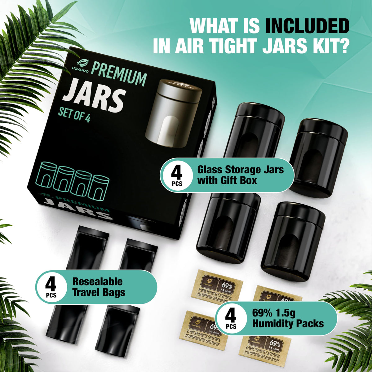 HOVANZO 120ml jars sized for compact countertop storage and travel use.