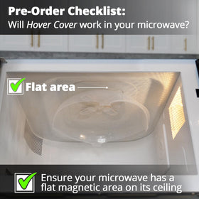 Hover Cover collapsible design shown for compact storage beside the microwave.