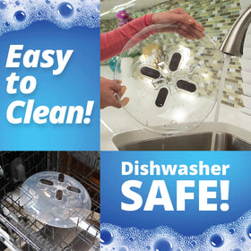 Hover Cover fits standard plates and bowls for safe reheating.