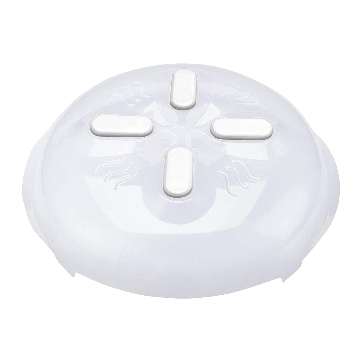 Hover Cover magnetic microwave splatter cover in white, for mess-free reheating.