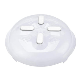 Hover Cover magnetic microwave splatter cover in white, for mess-free reheating.