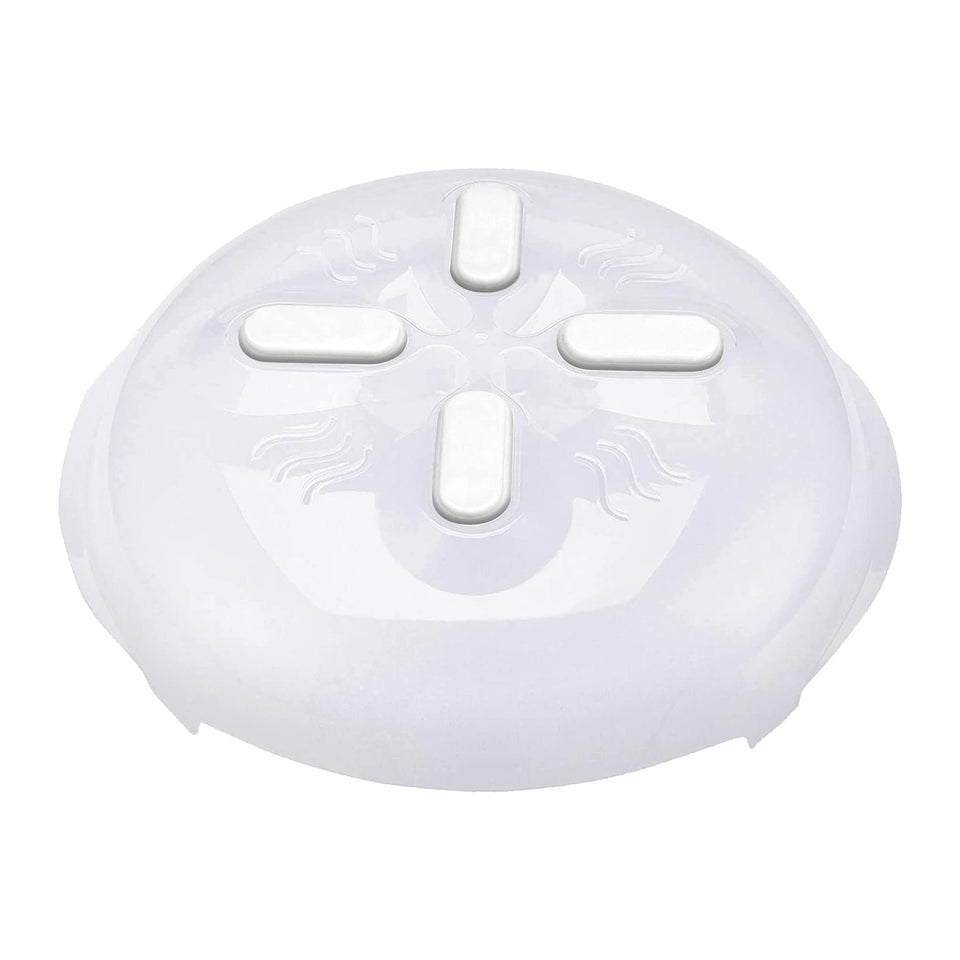 Hover Cover magnetic microwave splatter cover in white, for mess-free reheating.
