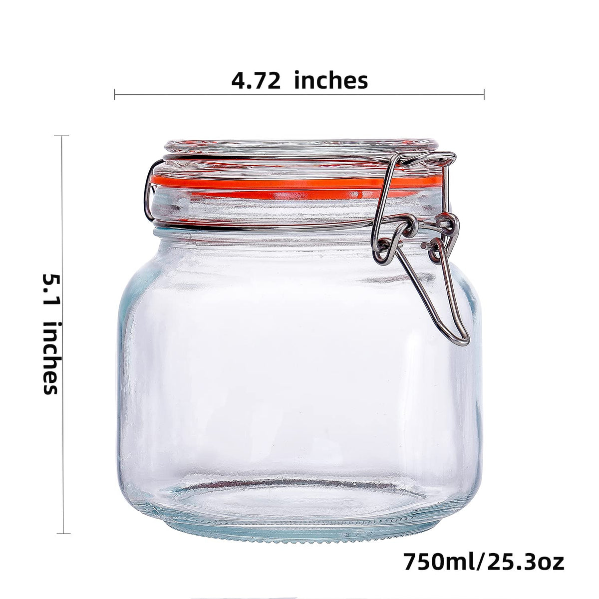 Hovico wide-mouth jar with hinged lid for easy filling and resealing.