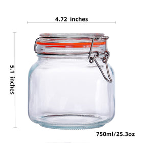 Hovico wide-mouth jar with hinged lid for easy filling and resealing.