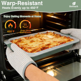 Hovnarh oven-safe up to 450°F for versatile baking needs.