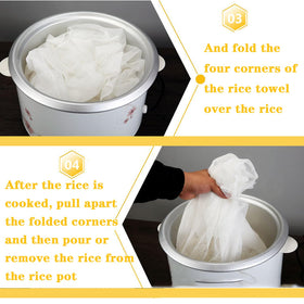 Hovoten rice net being boiled for first-use preparation