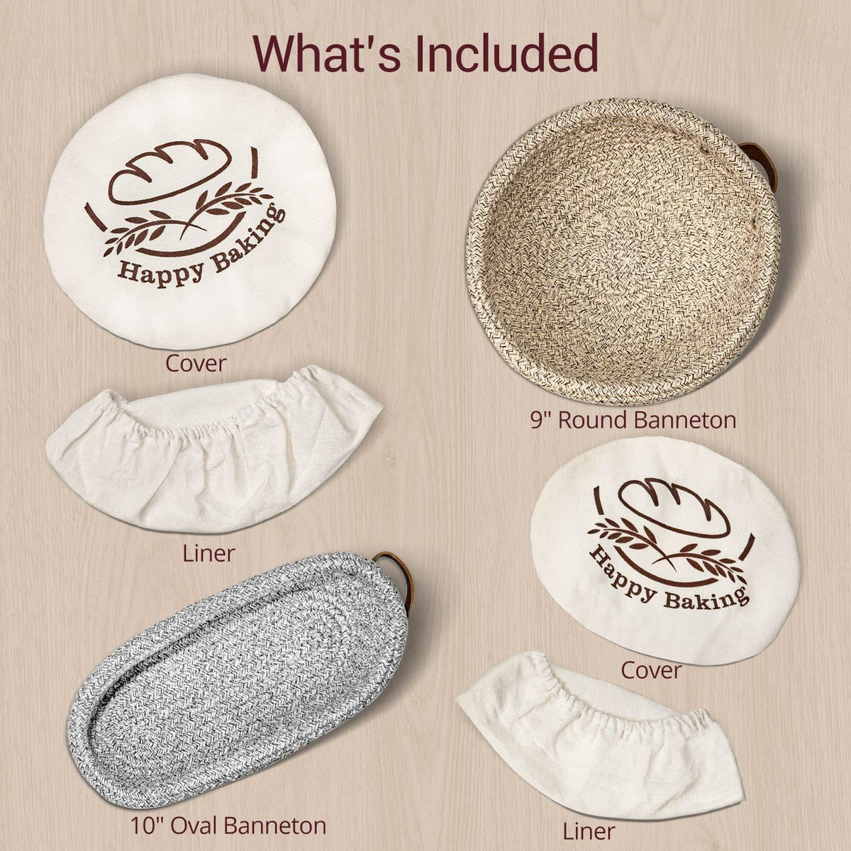 Howasai cotton rope banneton offers breathable, odor-free proofing surface for dough.