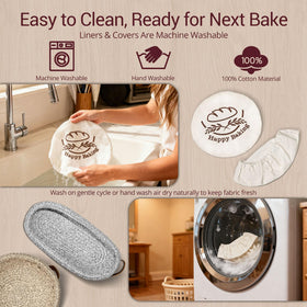 Howasai banneton liners and covers simplify cleaning and drying after use.