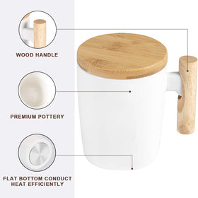 HOWAY ceramic mug with wooden handle offers comfortable grip for daily use.