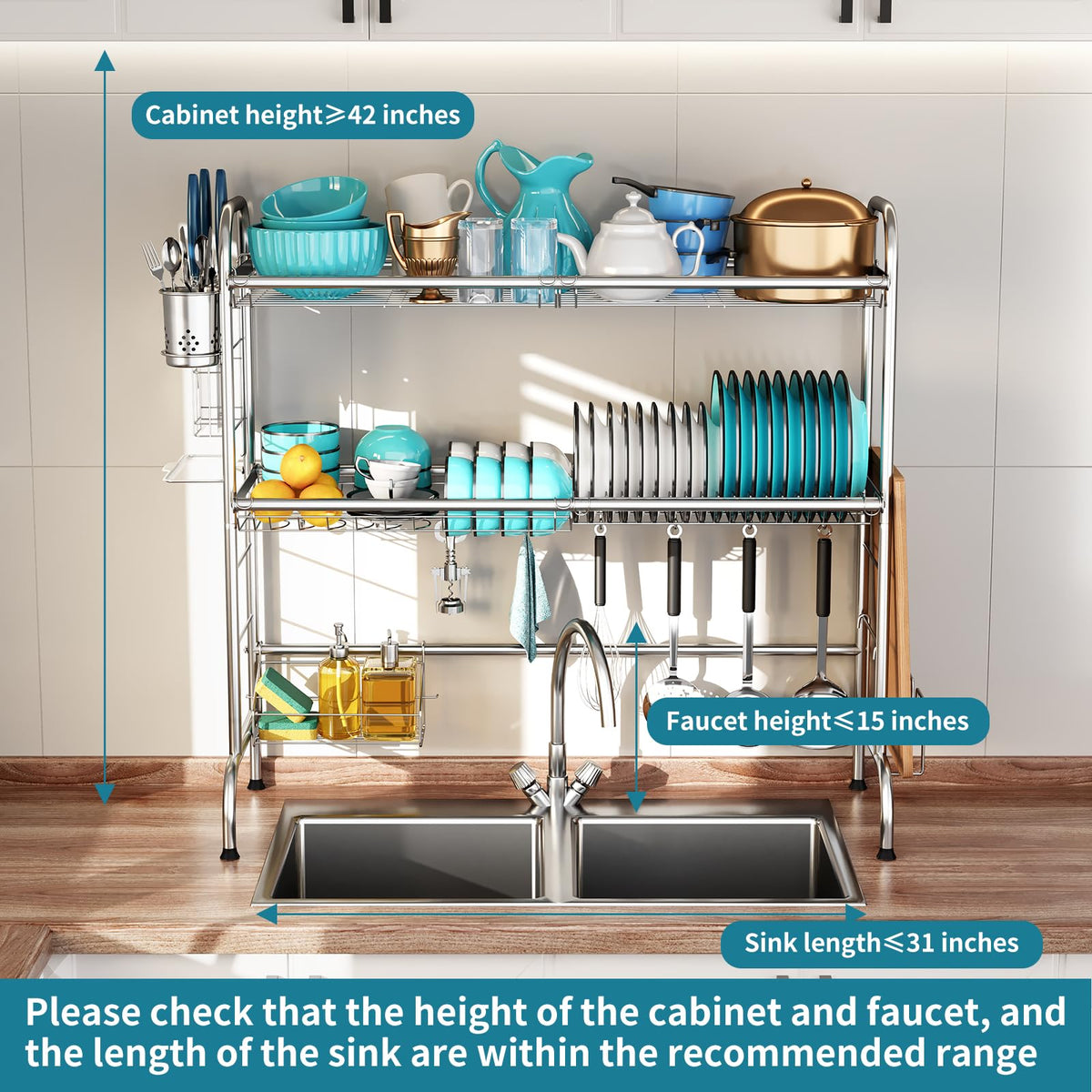 HOWDIA dish rack features utensil holder to keep cutlery organized within reach