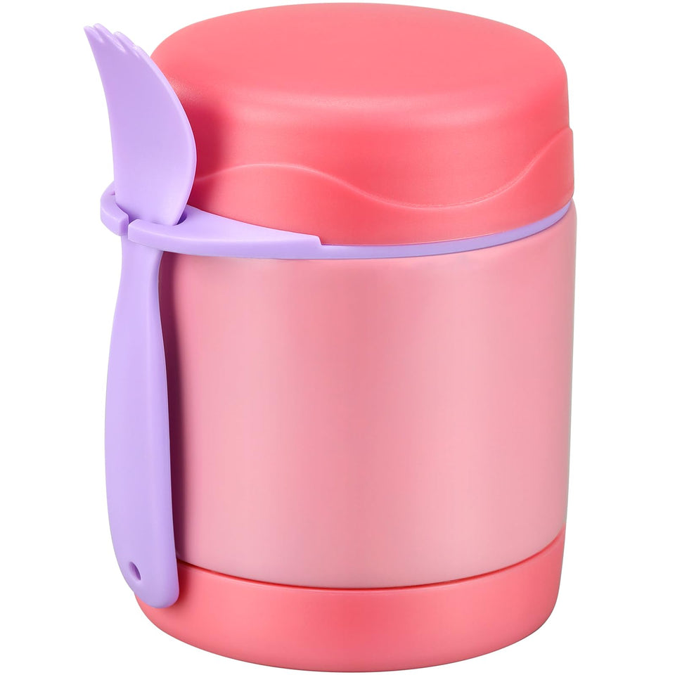 Howeemo 10oz Kids Soup Thermo pink front view for easy school lunch.