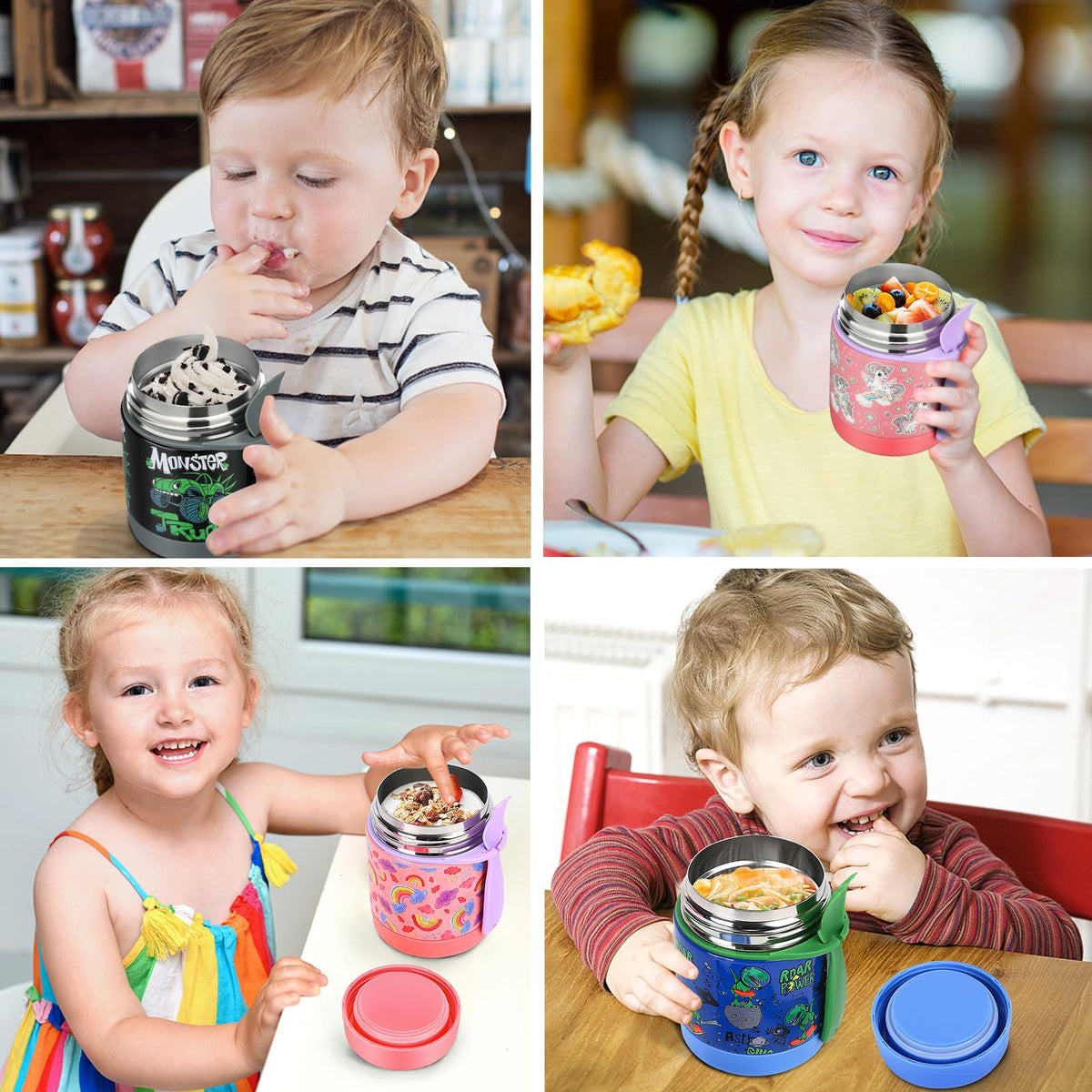 Howeemo 10oz lunch thermo fits most school bags and lunches.