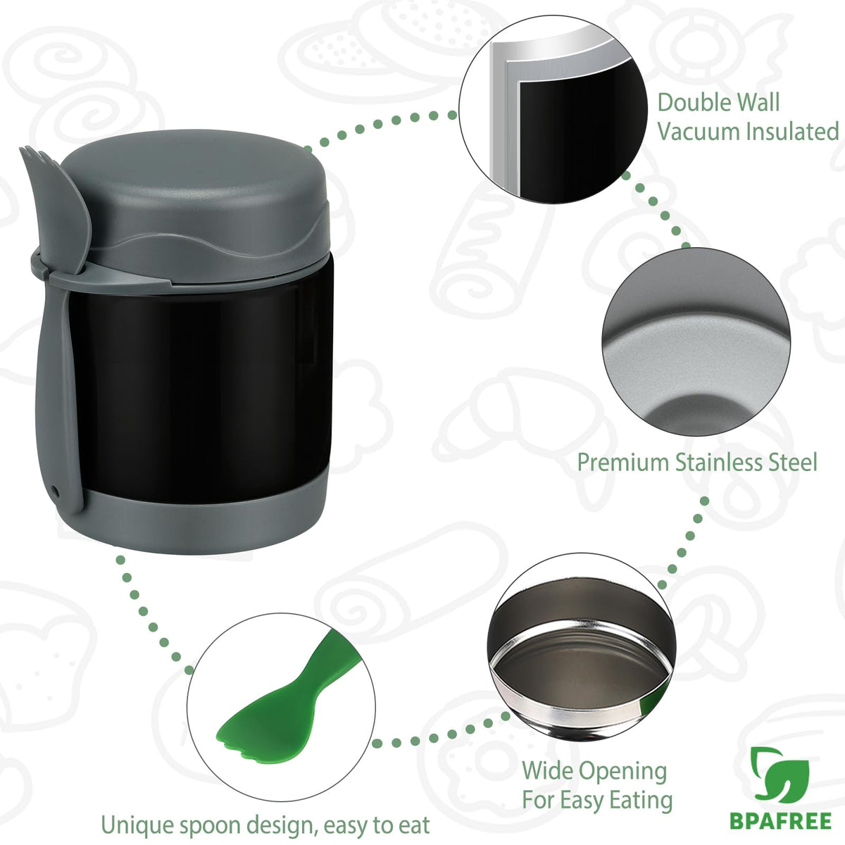 Howeemo black color matches kids' lunch gear and feels sturdy in hands