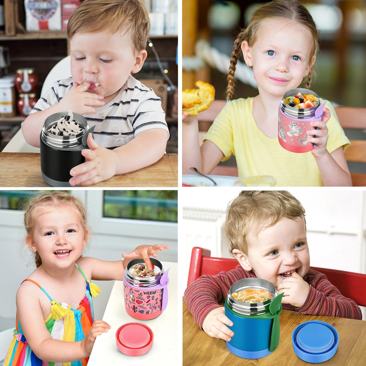Howeemo 10oz Soup Thermo Kids blue fits in most lunch bags.