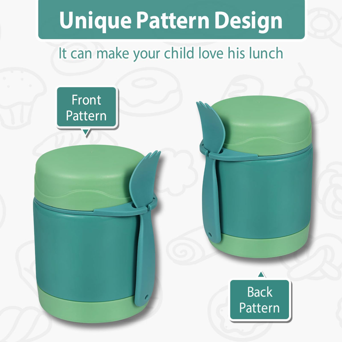 Howeemo 10oz kids green wide mouth design for easy filling and cleaning