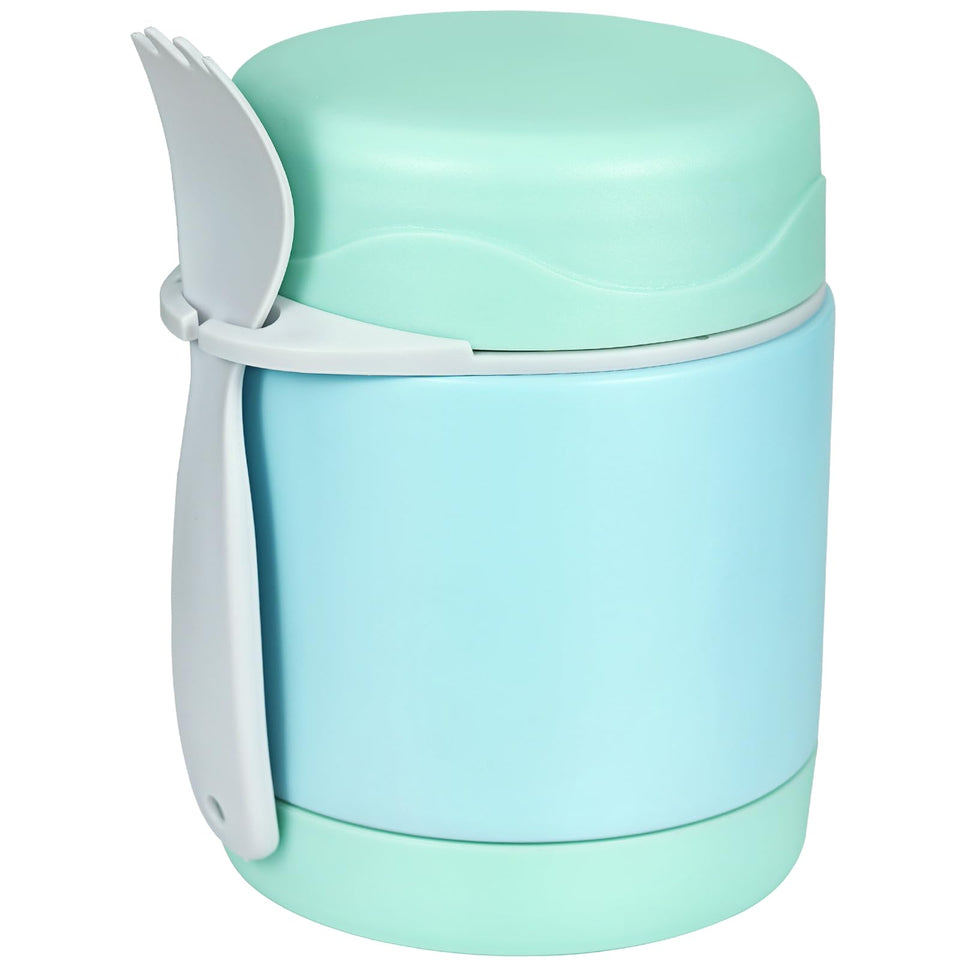 Howeemo 10oz soup thermo with mint-green spoon keeps kids' meals warm