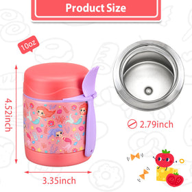 Howeemo 10oz Soup Thermo pink mermaid spoon included for on-the-go meals.