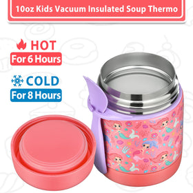 Howeemo 10oz Soup Thermo pink mermaid wide mouth simplifies filling and cleaning.
