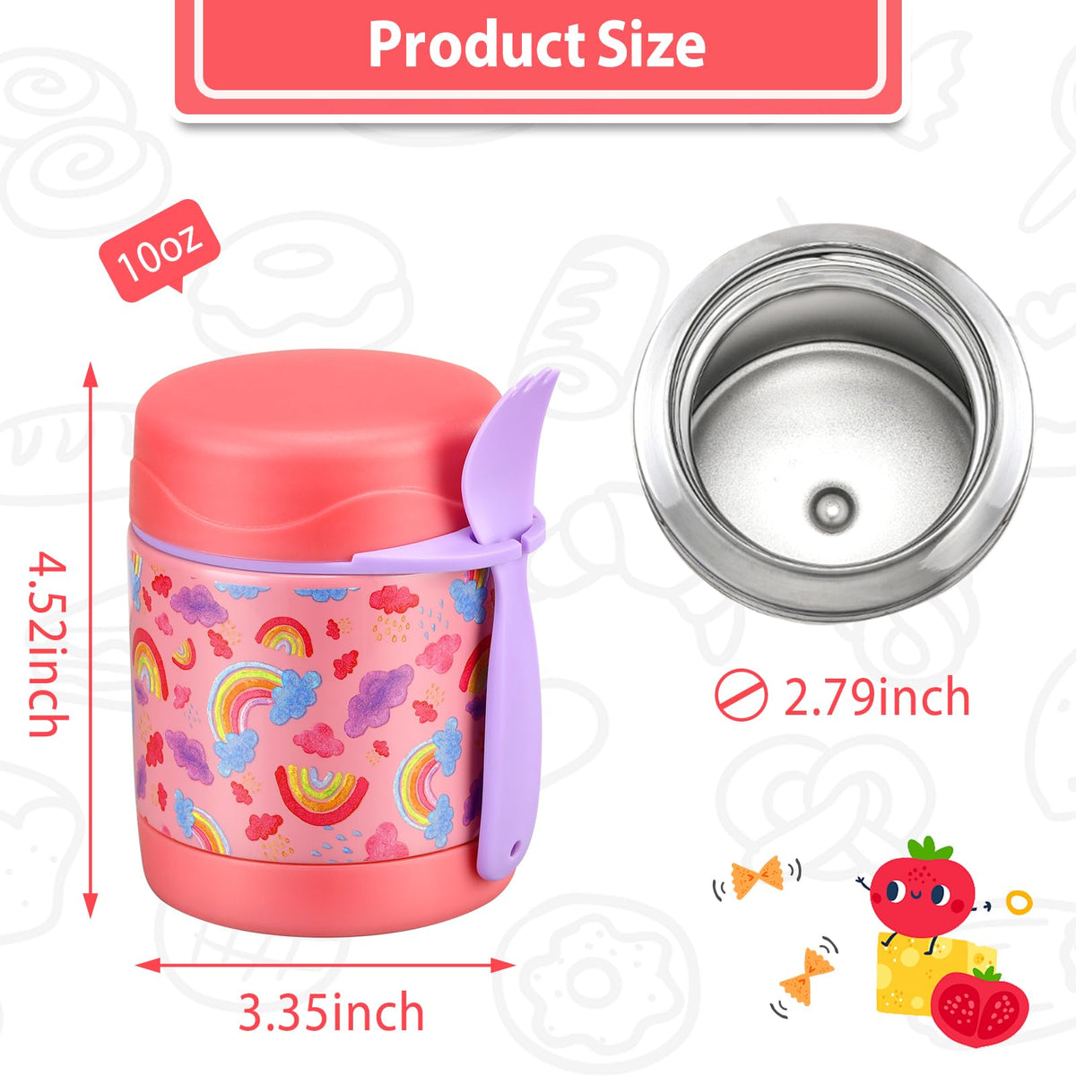 Howeemo 10oz Soup Thermo includes a spoon for kid-friendly meals.